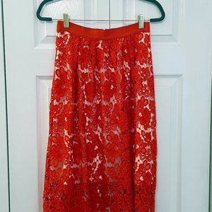 Maison Jules - Red Floral Lace Midi Skirt NEVER WORN